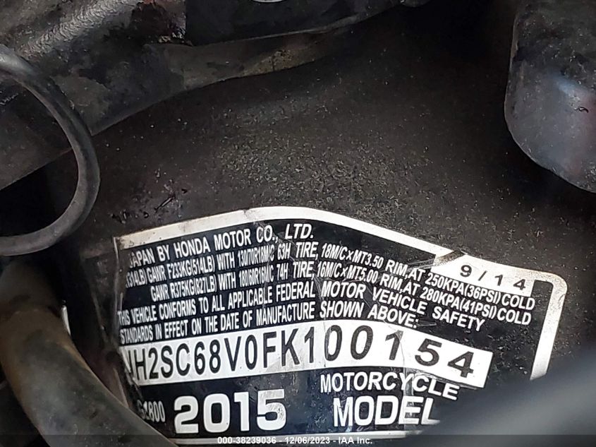 2015 HONDA GL1800 JH2SC68V0FK100154
