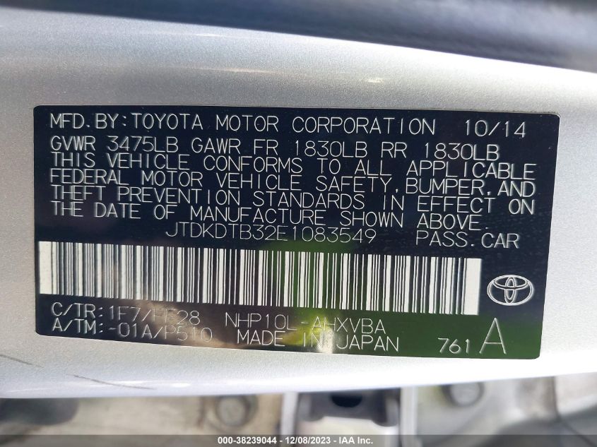 2014 TOYOTA PRIUS C - JTDKDTB32E1083549