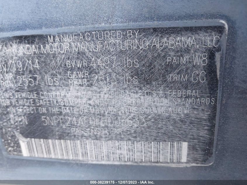 2015 HYUNDAI SONATA SE - 5NPE24AF0FH003633