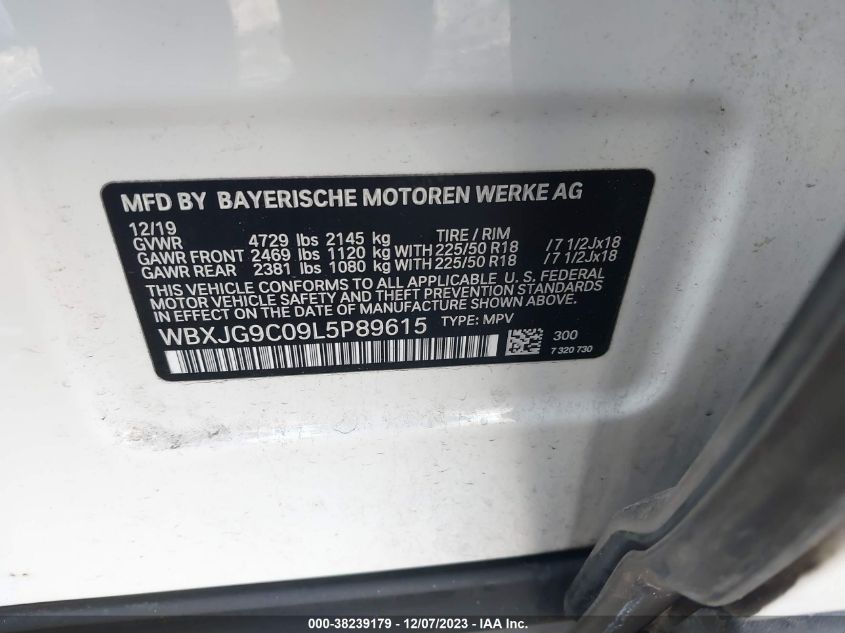 2020 BMW X1 XDRIVE28I - WBXJG9C09L5P89615