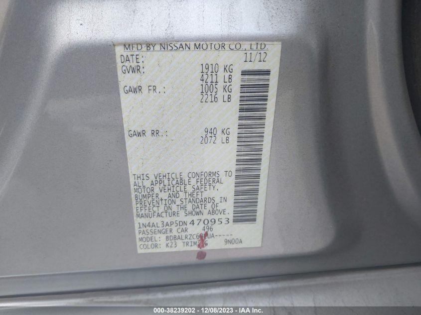 2013 NISSAN ALTIMA 2.5 S - 1N4AL3AP5DN470953