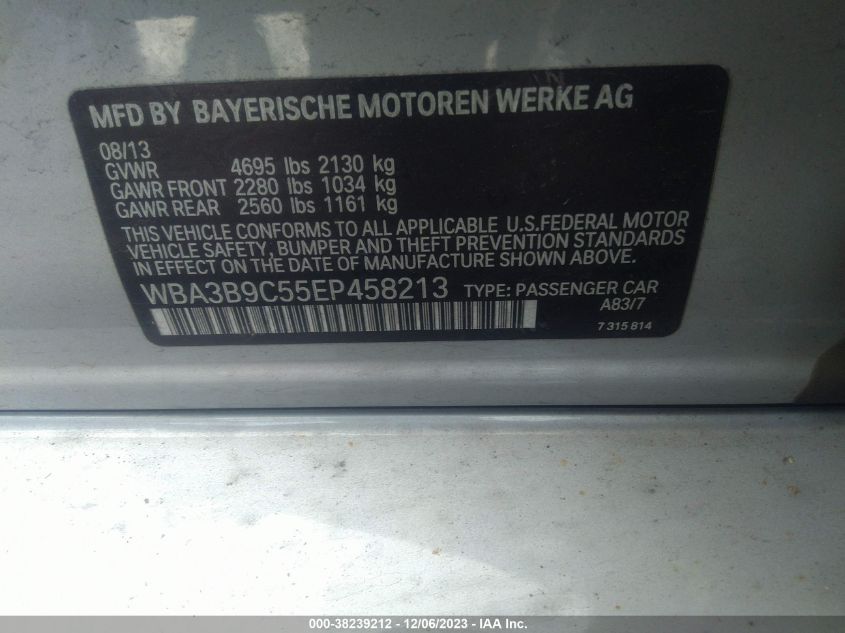 2014 BMW 335I XDRIVE WBA3B9C55EP458213
