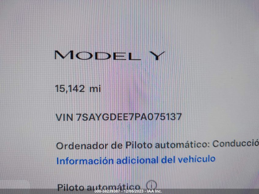 2023 TESLA MODEL Y - 7SAYGDEE7PA075137