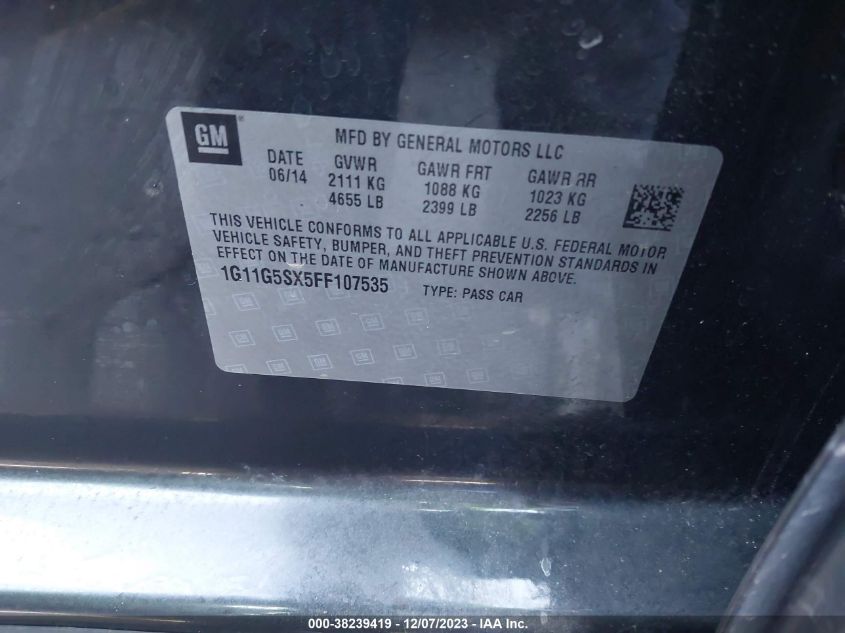 2015 CHEVROLET MALIBU 2LZ - 1G11G5SX5FF107535