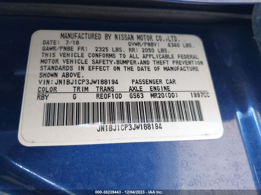 2018 NISSAN ROGUE SPORT S - JN1BJ1CP3JW188194