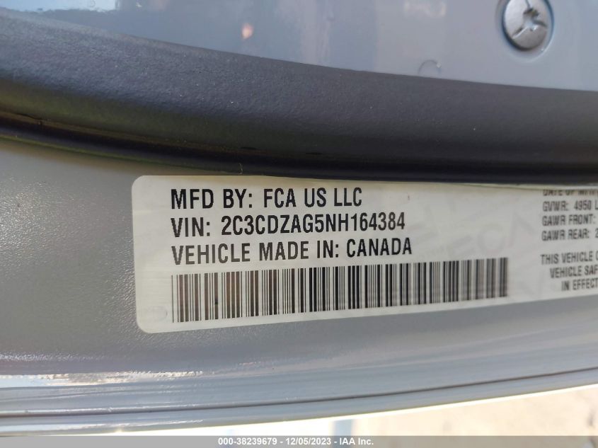 2022 DODGE CHALLENGER SXT - 2C3CDZAG5NH164384
