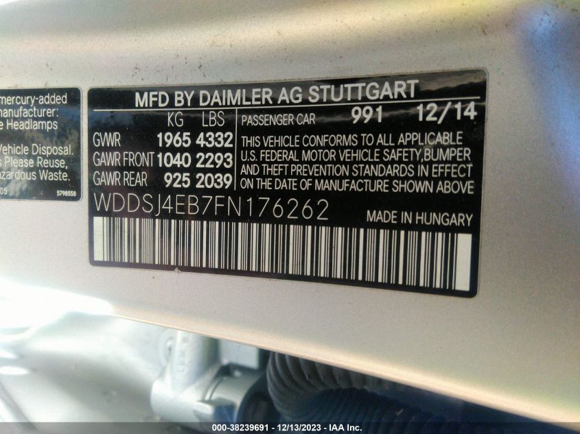 2015 MERCEDES-BENZ CLA 250 - WDDSJ4EB7FN176262