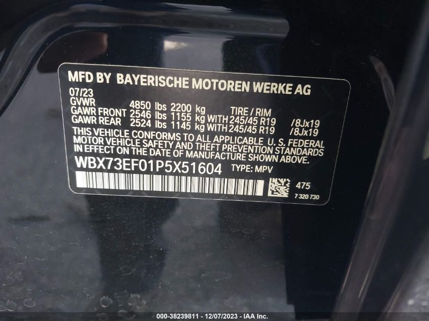 2023 BMW X1 XDRIVE28I - WBX73EF01P5X51604