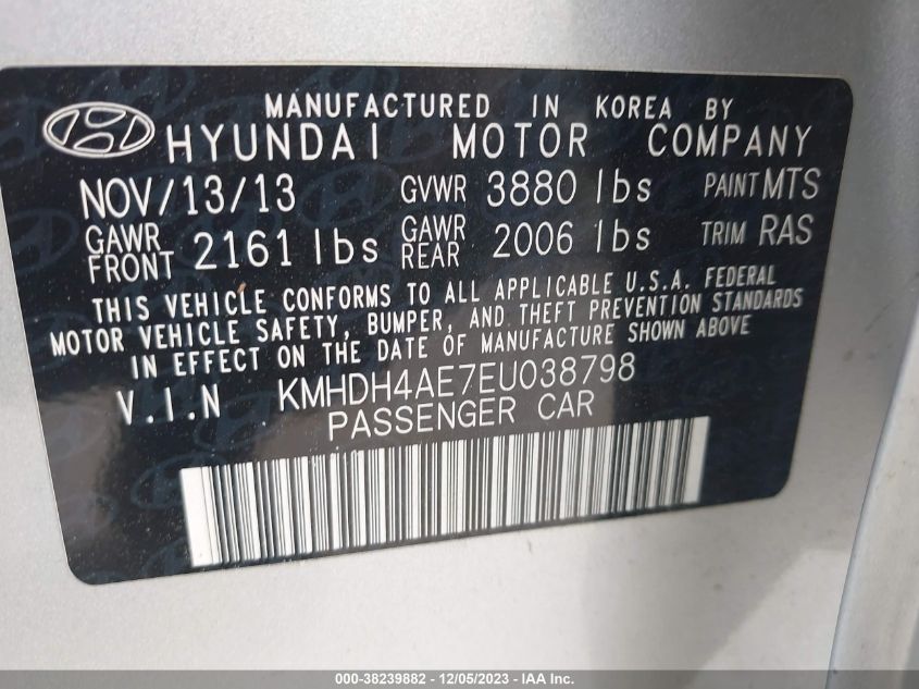 KMHDH4AE7EU038798 | 2014 HYUNDAI ELANTRA