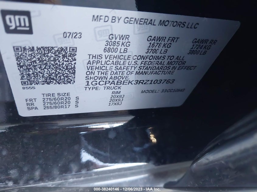VIN 1GCPABEK3RZ103763 2024 CHEVROLET SILVERADO 1500 2WD  SHORT BED CUSTOM