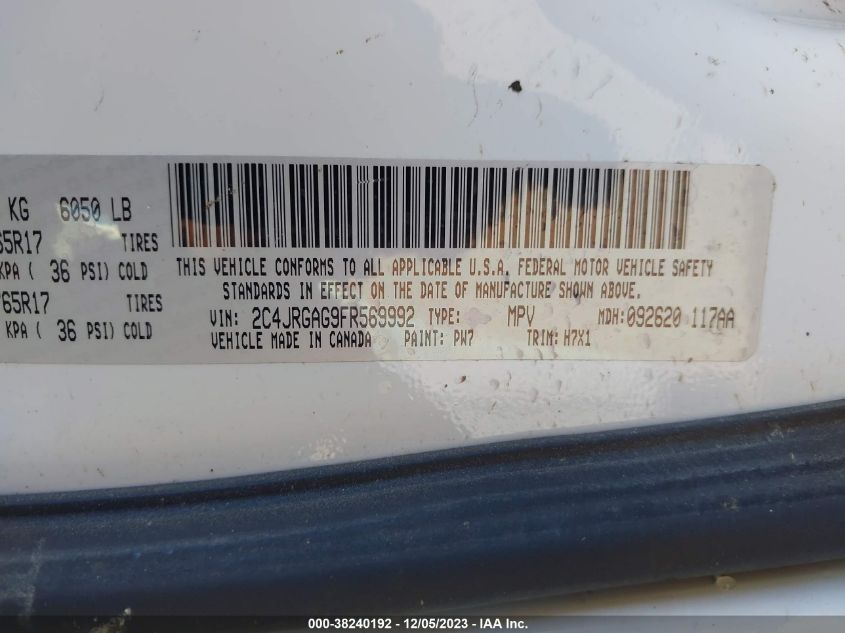 2015 RAM CARGO VAN TRADESMAN 2C4JRGAG9FR569992