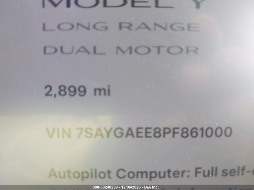 2023 TESLA MODEL Y AWD - 7SAYGAEE8PF861000