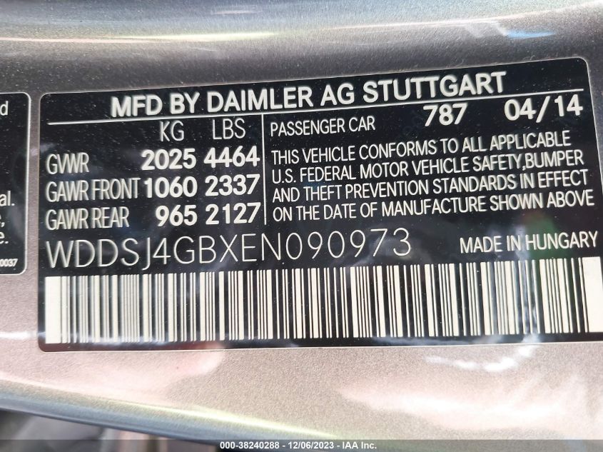2014 MERCEDES-BENZ CLA 250 4MATIC - WDDSJ4GBXEN090973