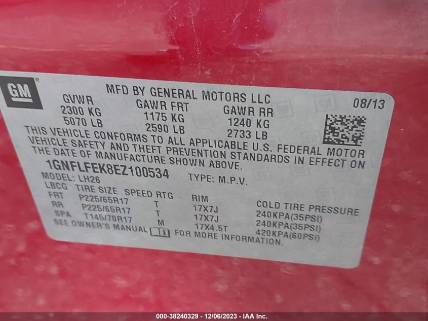 2014 CHEVROLET EQUINOX LS - 1GNFLEEK8EZ100534