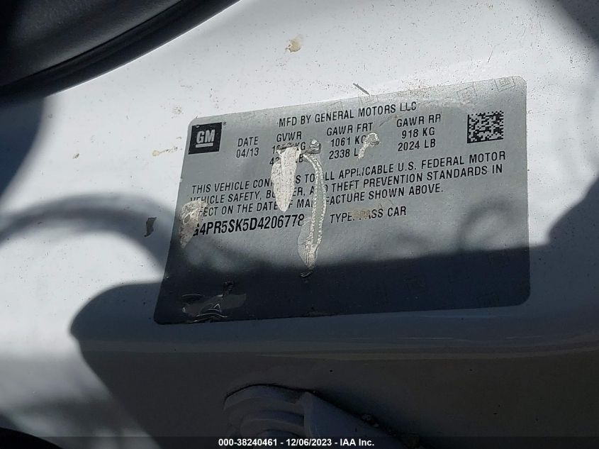 2013 BUICK VERANO CONVENIENCE - 1G4PR5SK5D4206778