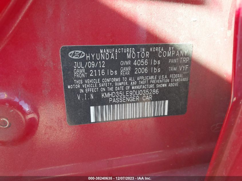 2013 HYUNDAI ELANTRA GT - KMHD35LE9DU035286