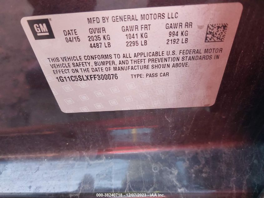 2015 CHEVROLET MALIBU 1LT - 1G11C5SLXFF300076