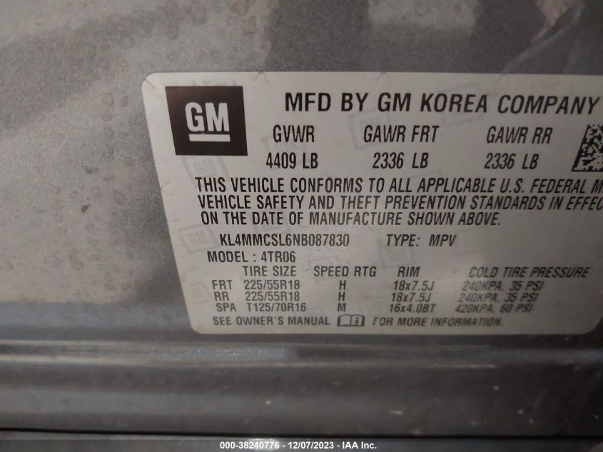 2022 BUICK ENCORE GX PREFERRED - KL4MMCSL6NB087830