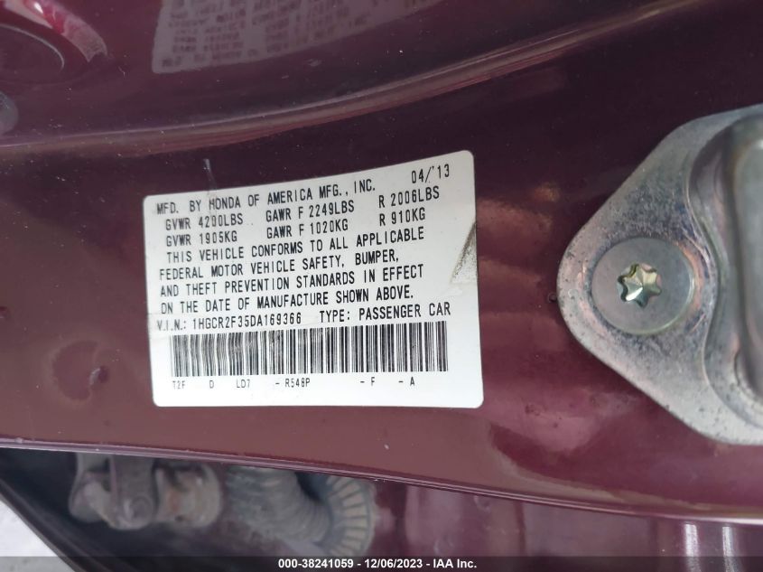2013 HONDA ACCORD LX - 1HGCR2F35DA169366