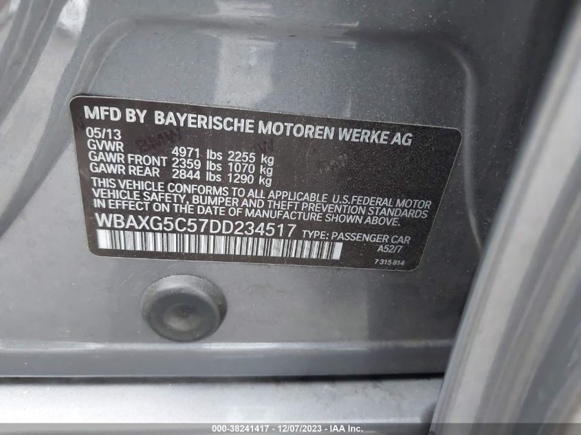 2013 BMW 528I WBAXG5C57DD234517