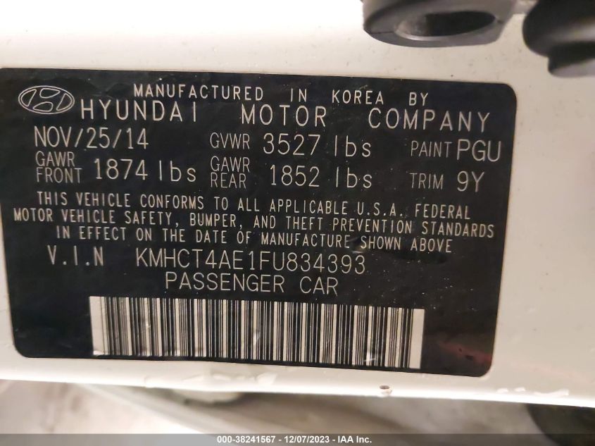 2015 HYUNDAI ACCENT GLS - KMHCT4AE1FU834393