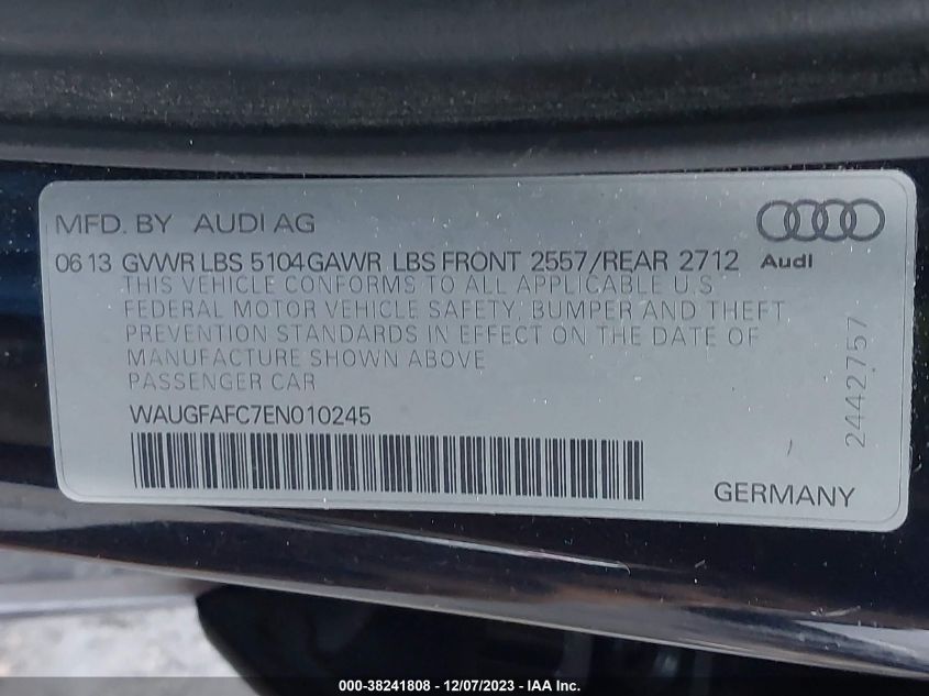 2014 AUDI A6 2.0T PREMIUM - WAUGFAFC7EN010245