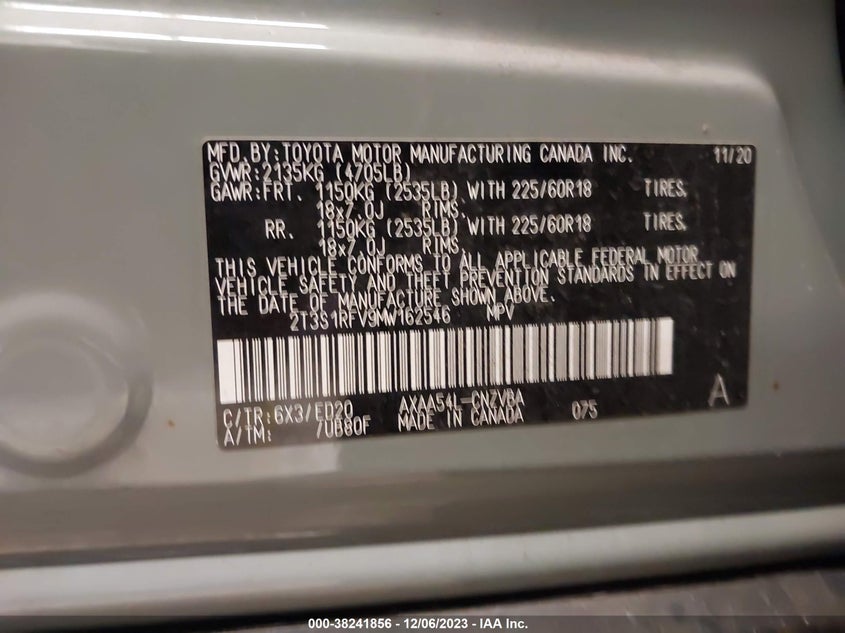 VIN 2T3S1RFV9MW162546 2021 TOYOTA RAV4 TRD OFF ROAD