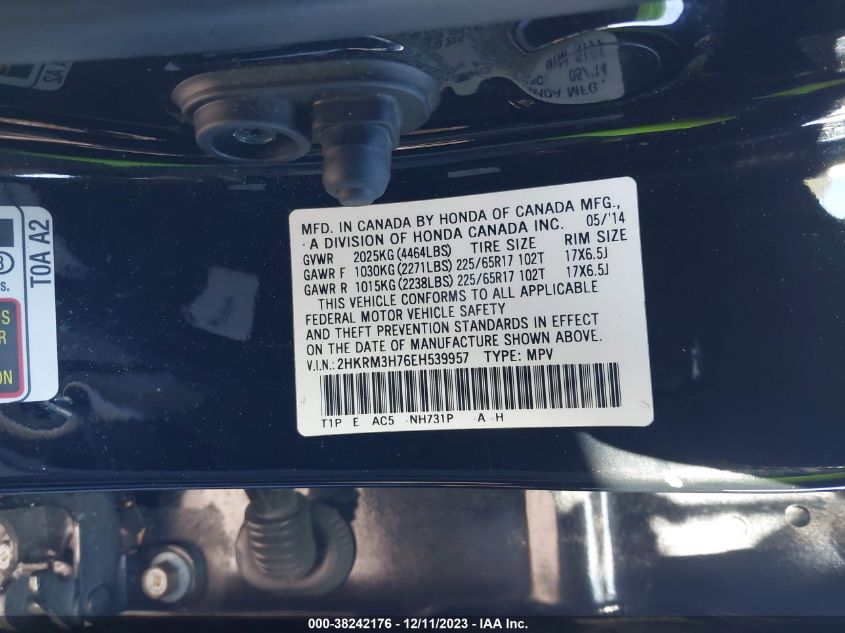 2014 HONDA CR-V EX-L - 2HKRM3H76EH539957