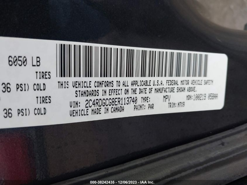2014 DODGE GRAND CARAVAN SXT - 2C4RDGCG8ER113740