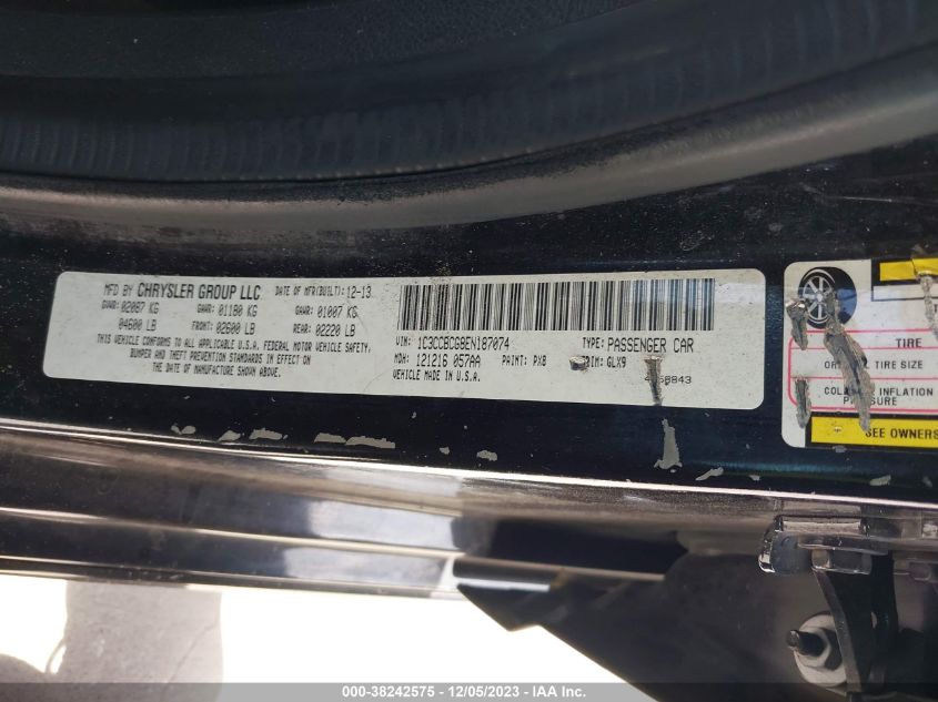 2014 CHRYSLER 200 LIMITED - 1C3CCBCG8EN187074