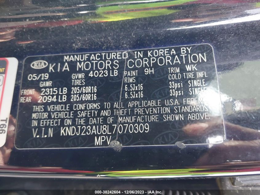 2020 KIA SOUL LX - KNDJ23AU8L7070309