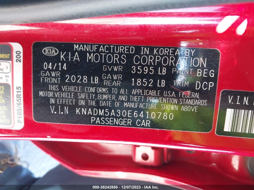2014 KIA RIO LX - KNADM5A30E6410780