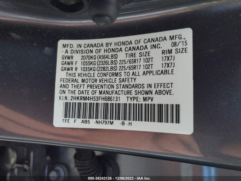 2015 HONDA CR-V EX - 2HKRM4H53FH686131