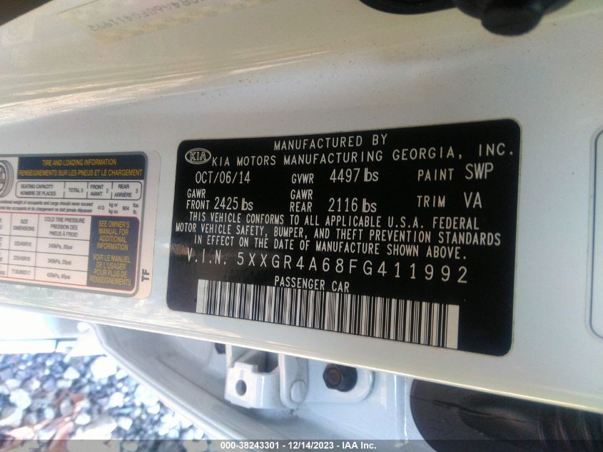 2015 KIA OPTIMA SXL TURBO - 5XXGR4A68FG411992