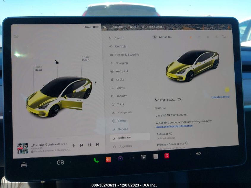 2023 TESLA MODEL 3 - 5YJ3E1EA5PF560078