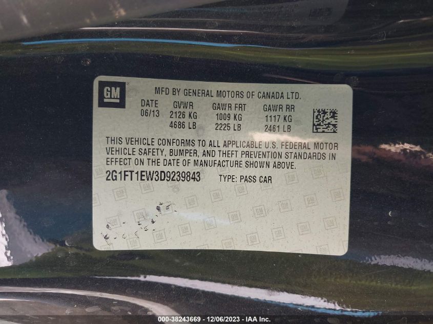 2013 CHEVROLET CAMARO 2SS - 2G1FT1EW3D9239843