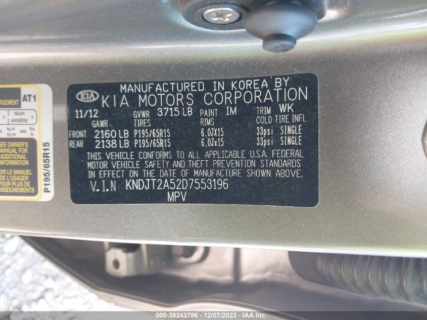 2013 KIA SOUL - KNDJT2A52D7553196