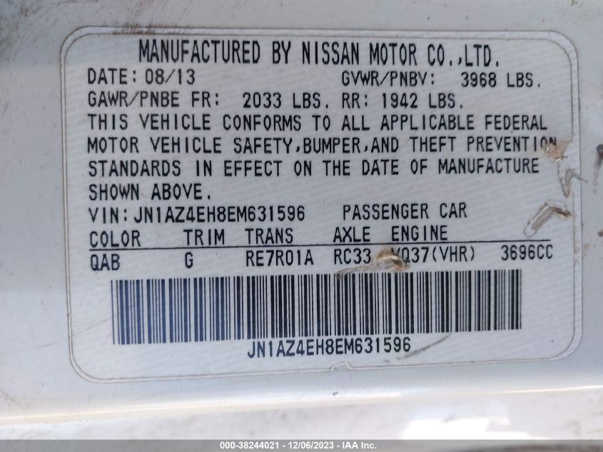 2014 NISSAN 370Z TOURING - JN1AZ4EH8EM631596