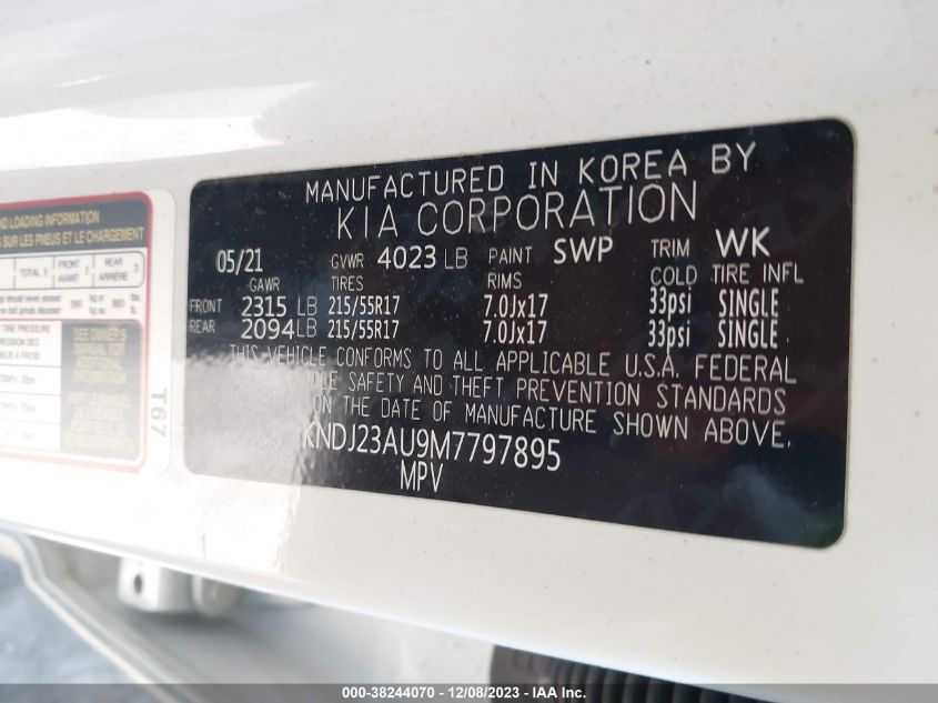 2021 KIA SOUL S - KNDJ23AU9M7797895