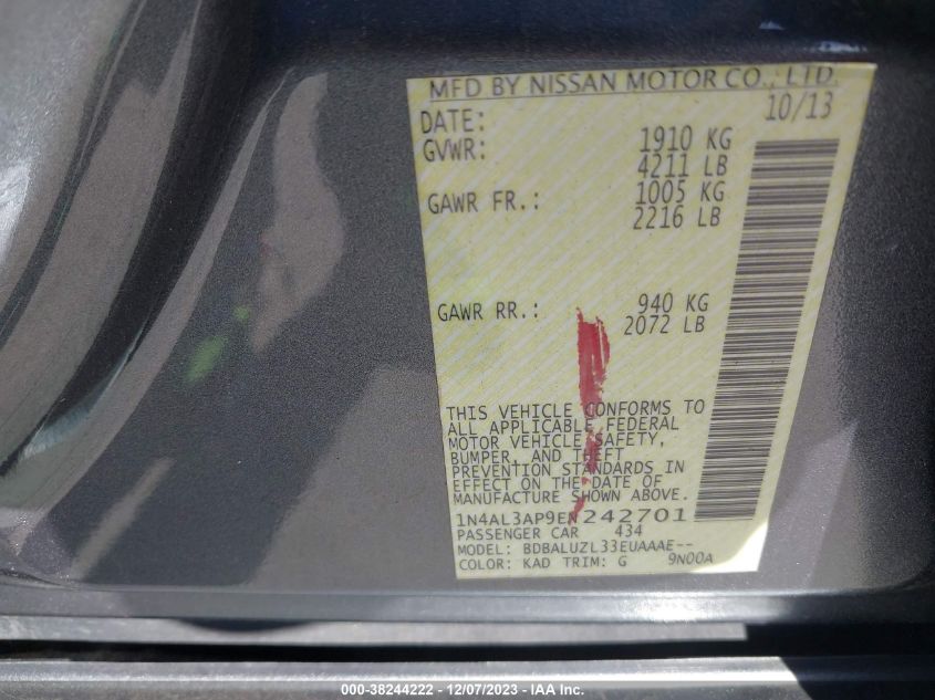 2014 NISSAN ALTIMA 2.5 SV - 1N4AL3AP9EN242701