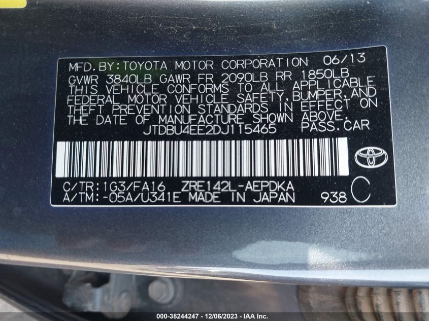 2013 TOYOTA COROLLA S/LE - JTDBU4EE2DJ115465