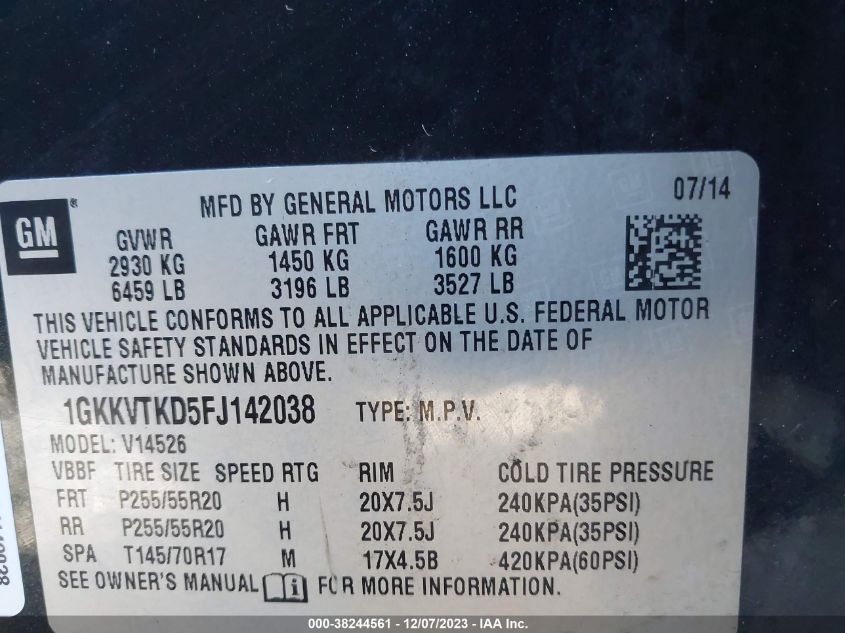 2015 GMC ACADIA DENALI - 1GKKVTKD5FJ142038