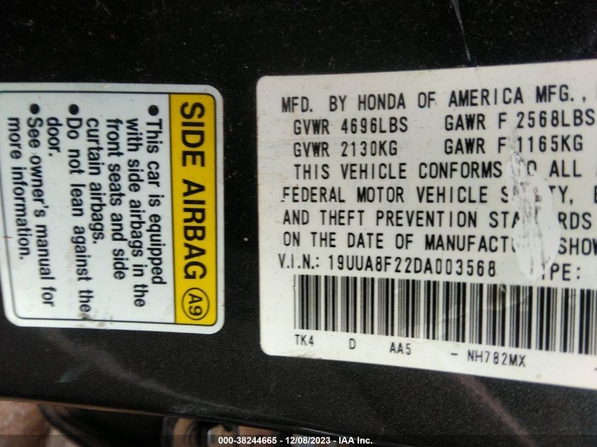 2013 ACURA TL - 19UUA8F22DA003568