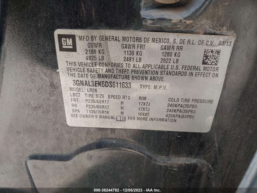 2013 CHEVROLET CAPTIVA SPORT LT - 3GNAL3EK6DS611633