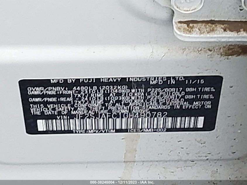 2016 SUBARU FORESTER 2.5I PREMIUM - JF2SJAFC1GH490782