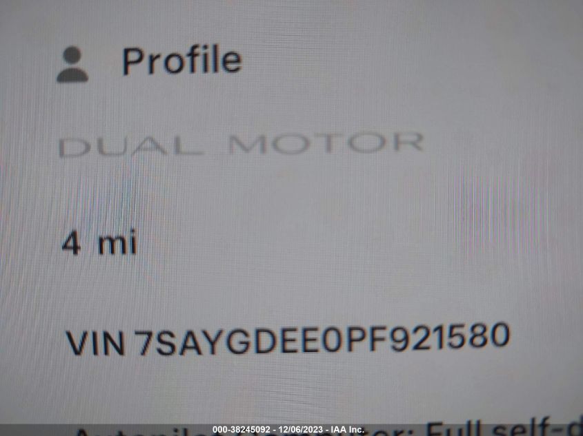 2023 TESLA MODEL Y - 7SAYGDEE0PF921580