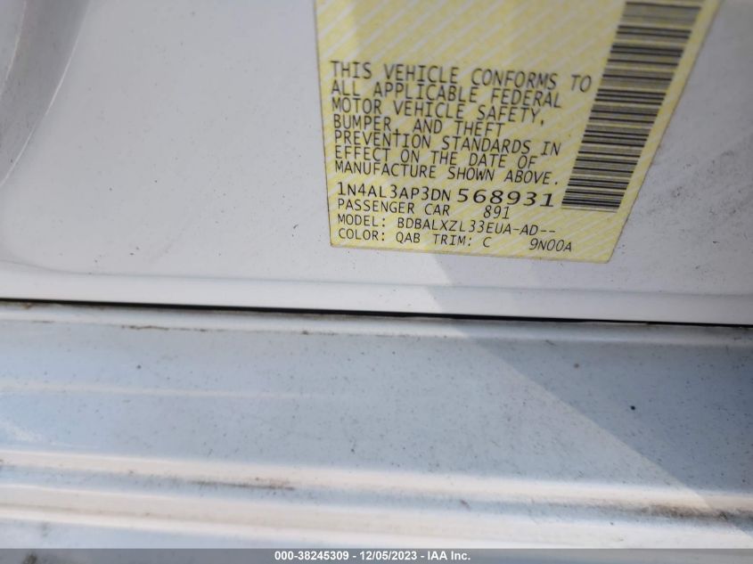 2013 NISSAN ALTIMA 2.5 SL - 1N4AL3AP3DN568931