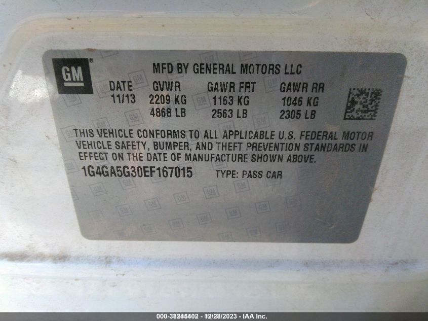 2014 BUICK LACROSSE - 1G4GA5G30EF167015
