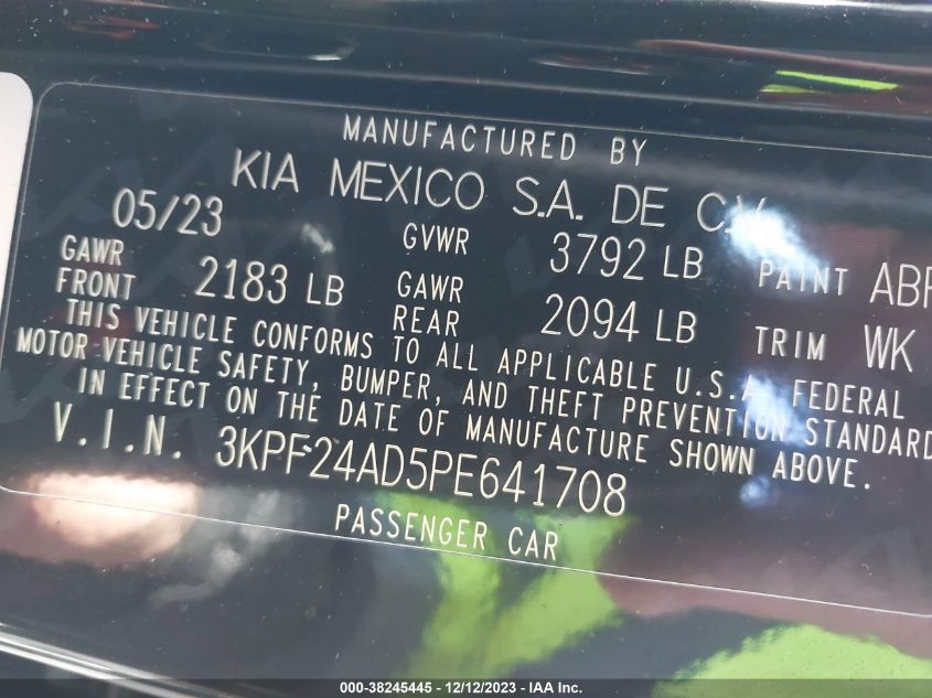 2023 KIA FORTE LX/LXS - 3KPF24AD5PE641708