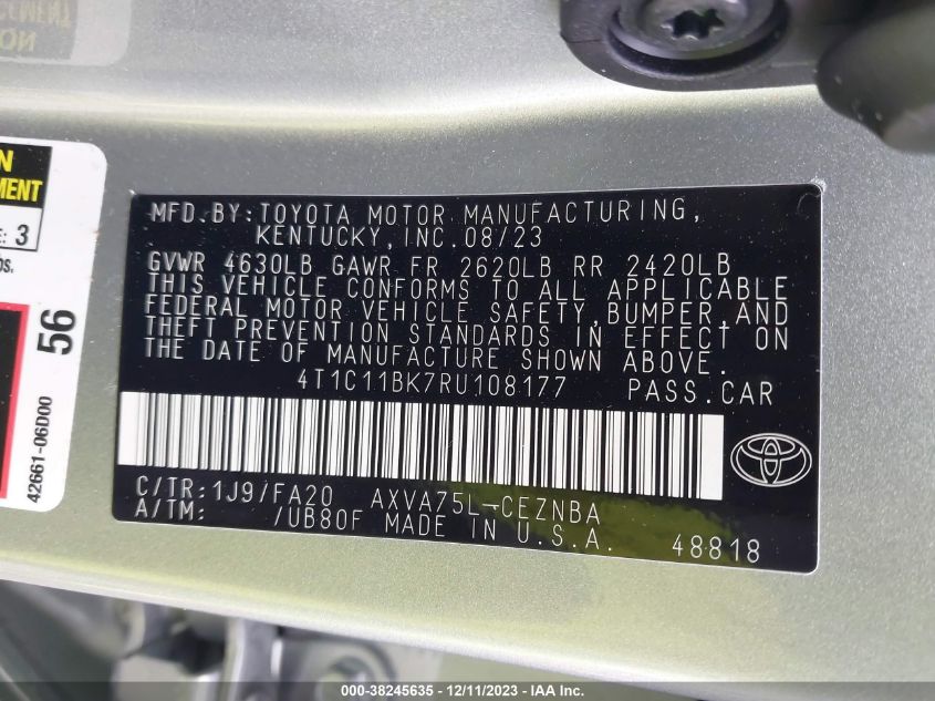 2024 TOYOTA CAMRY LE - 4T1C11BK7RU108177